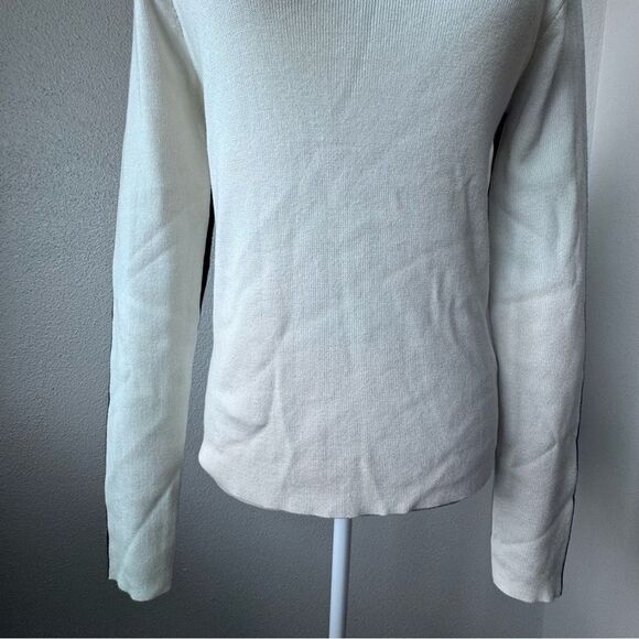 Commense Knit Top Long Sleeve Black White Reversible Sweater SZ L NEW - Picture 4 of 11